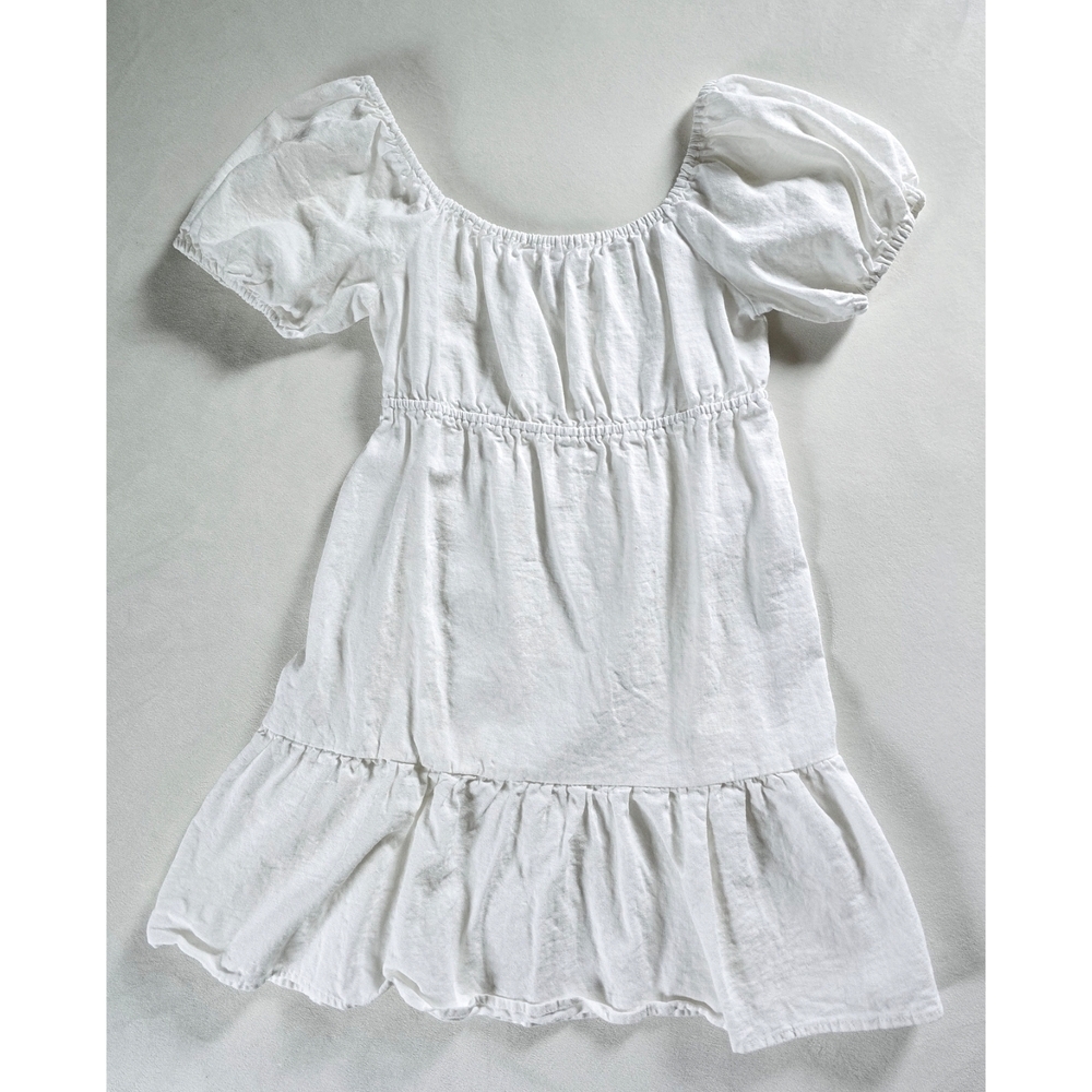 Love Tree▪️Puff Sleeve White Linen Blend Mini Dress NWOT
